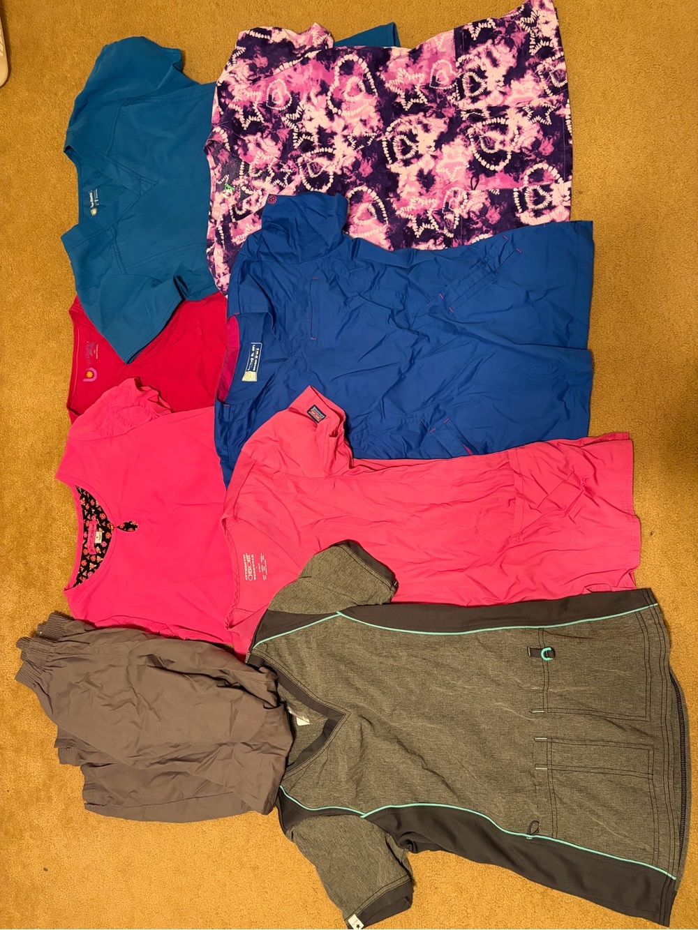 7 scrub tops one scrub pants